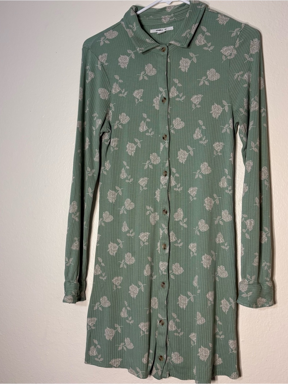 O’Neill Juliette Sage Green Floral Shirt Dress